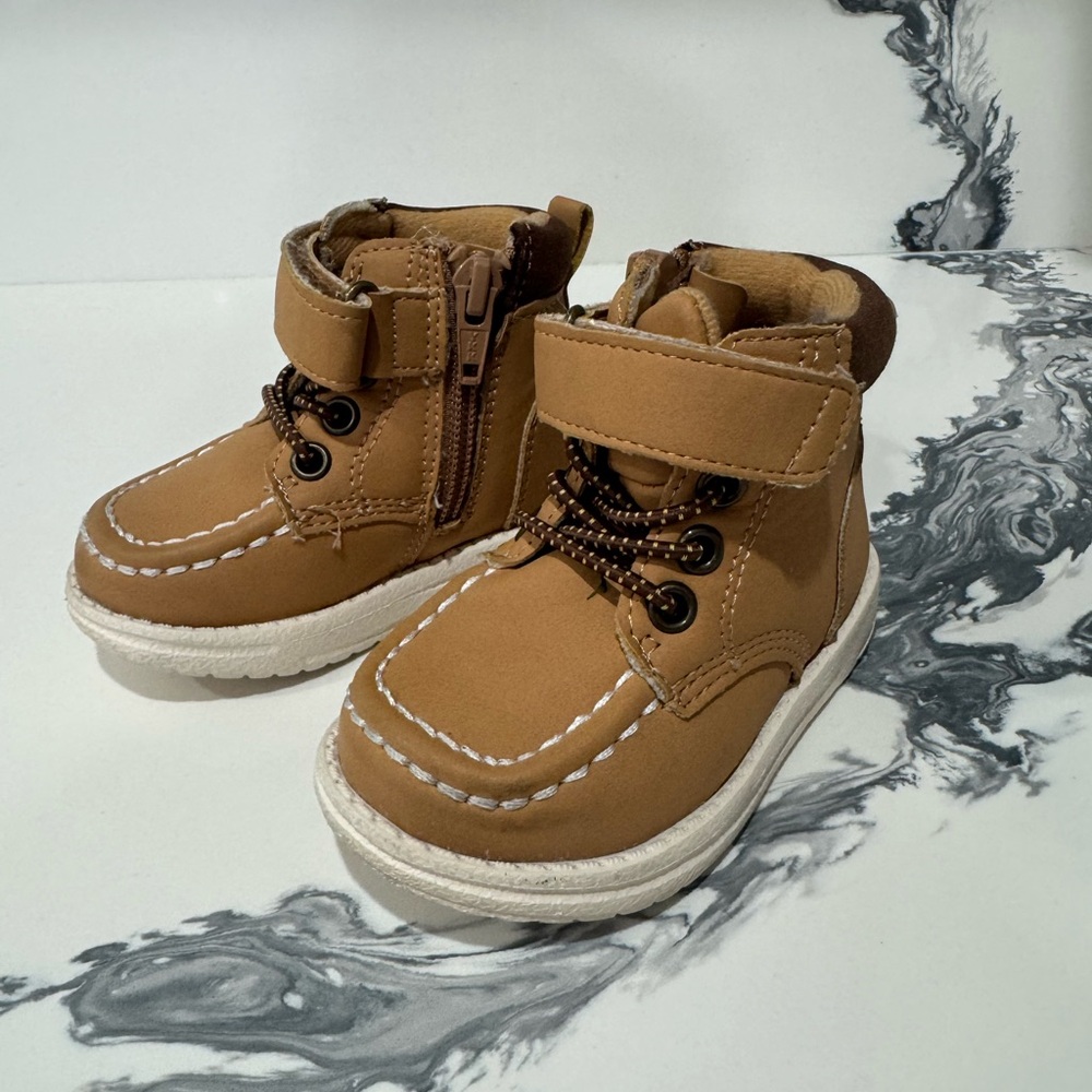 The Children's Place Tan Kids Lace-Up & Hook-Loop Ankle Boots
